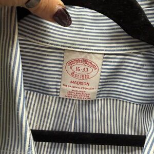 Brooks Brothers White and Blue Striped Dress Shirt